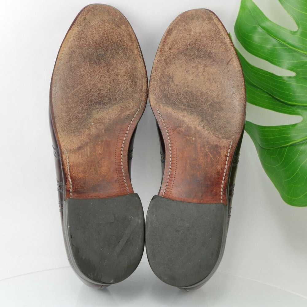Allen Edmonds Townley Wingtip Oxford Size 10.5 D Burgundy Leather Dress Shoe - Picture 9 of 12